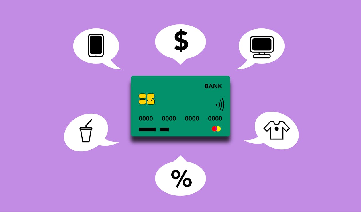 Illustration of online purchases with credit card