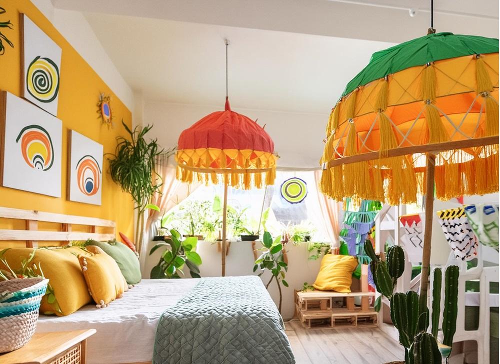 photo of a childs colourful room that looks like a fiesta