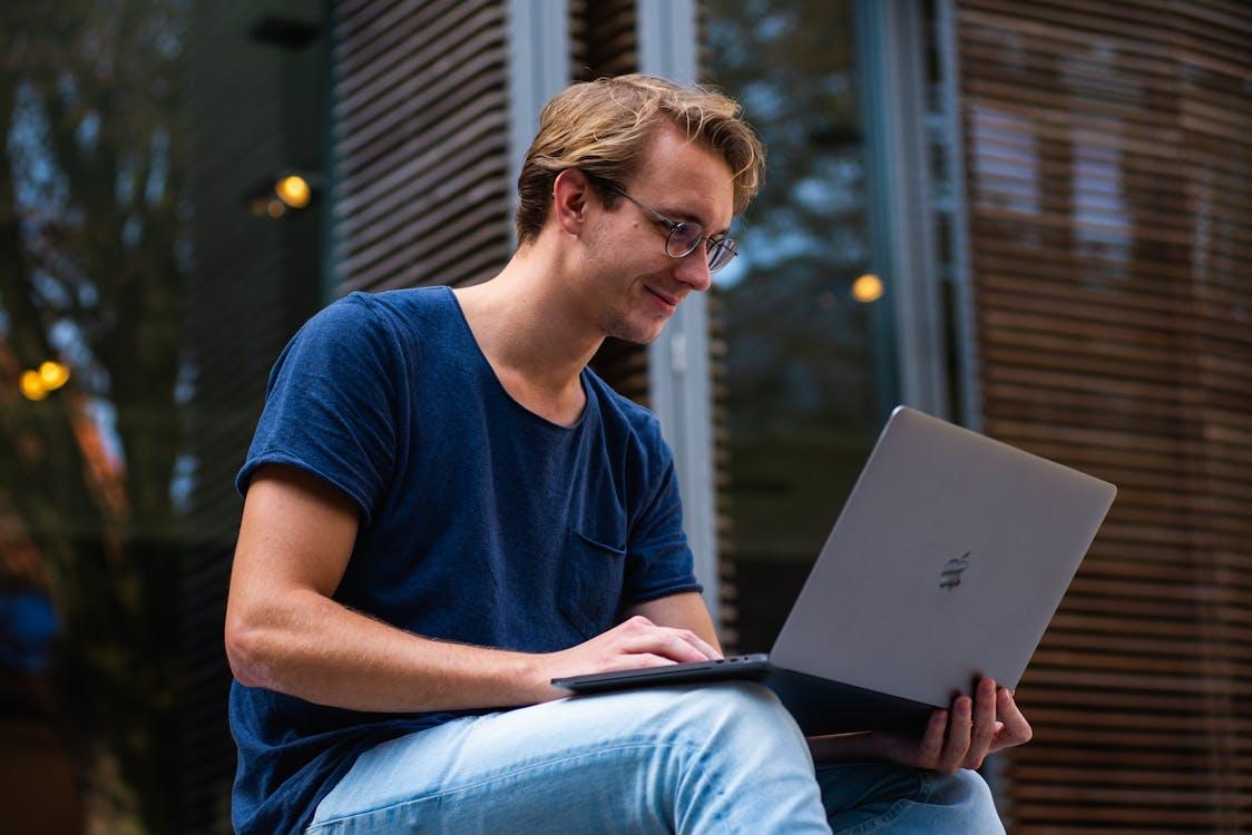 a person using a computer